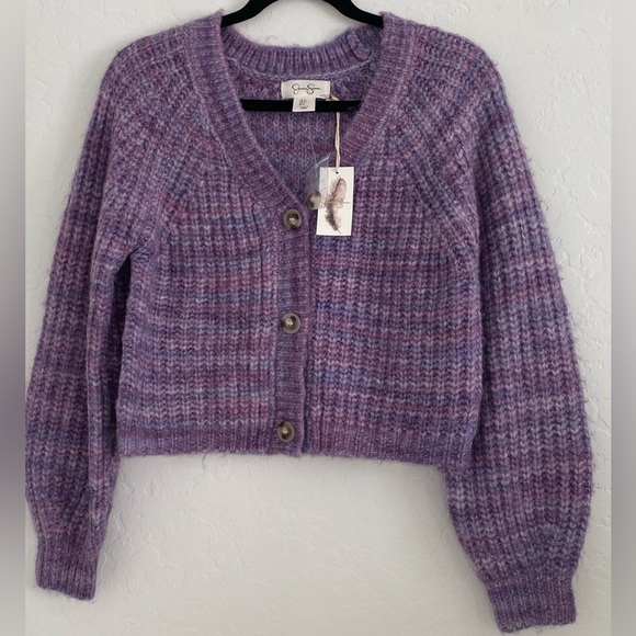 Jessica Simpson Knit Cropped Cardigan Women's Size Small Royal Purple NWT - Picture 1 of 9